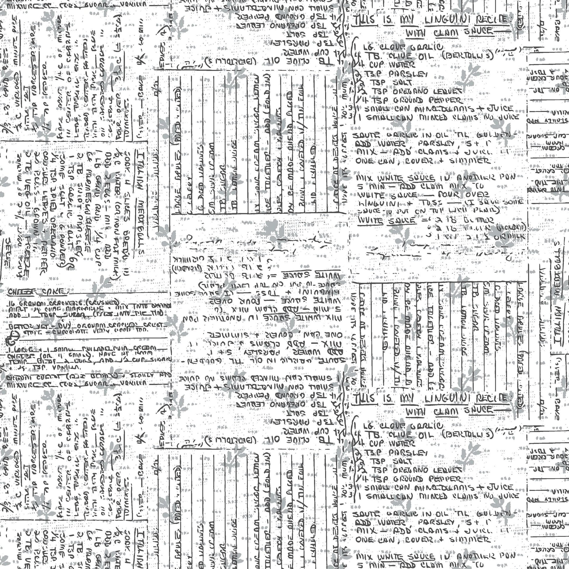 Makers Collage BTHY Recipe Cards White 52012A 4 by Natalie Barnes for Windham Fabrics Low Volume fabric Quilting Cotton OEKO Tex Certified