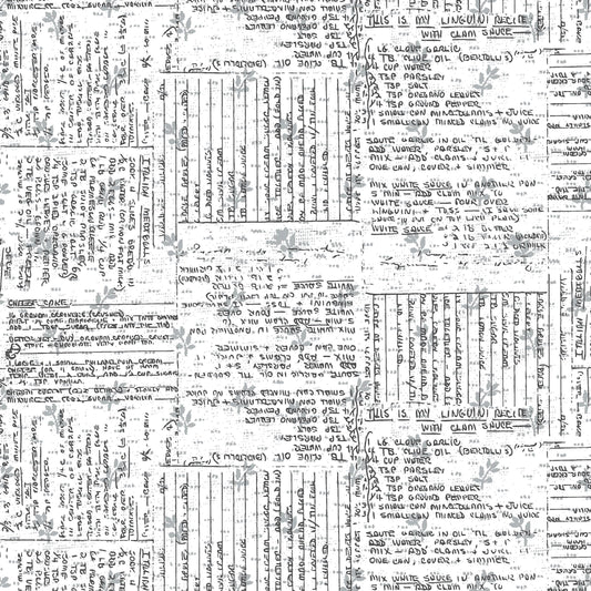Makers Collage BTHY Recipe Cards White 52012A 4 by Natalie Barnes for Windham Fabrics Low Volume fabric Quilting Cotton OEKO Tex Certified