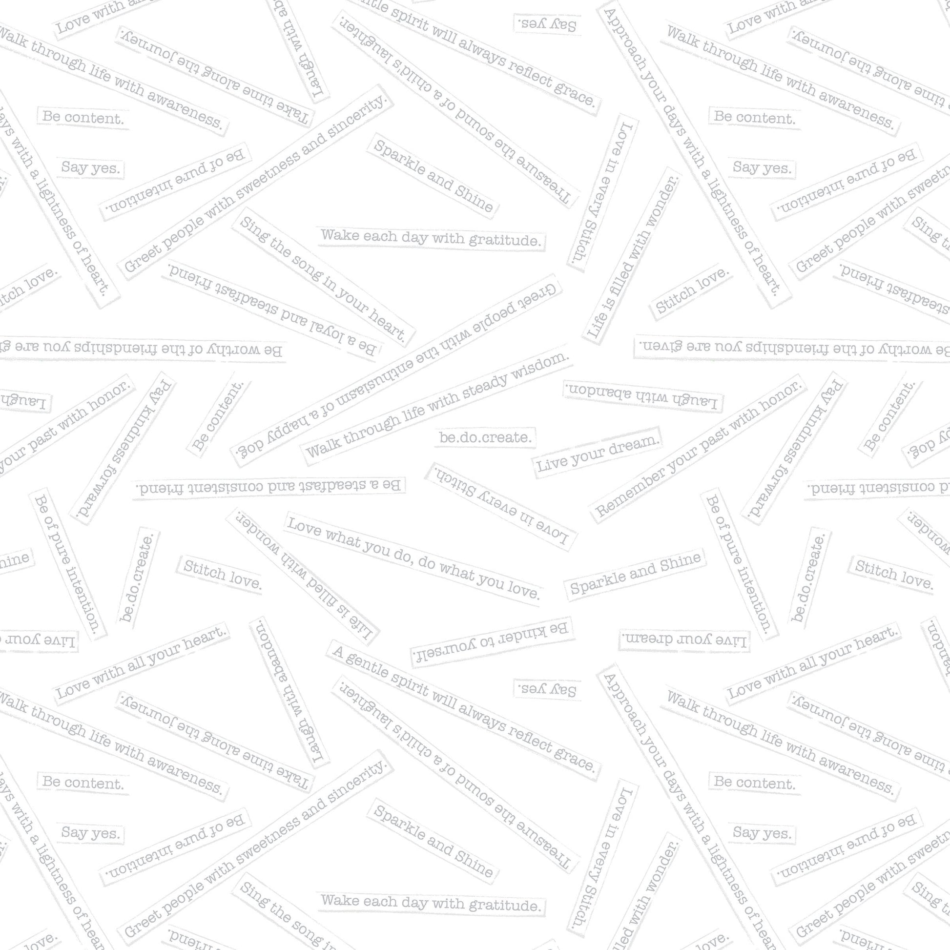 Makers Collage Blessings BTHY Gray White 53232 1 Natalie Barnes for Windham Fabrics Low Volume fabric Quilting Cotton OEKO Tex Certified