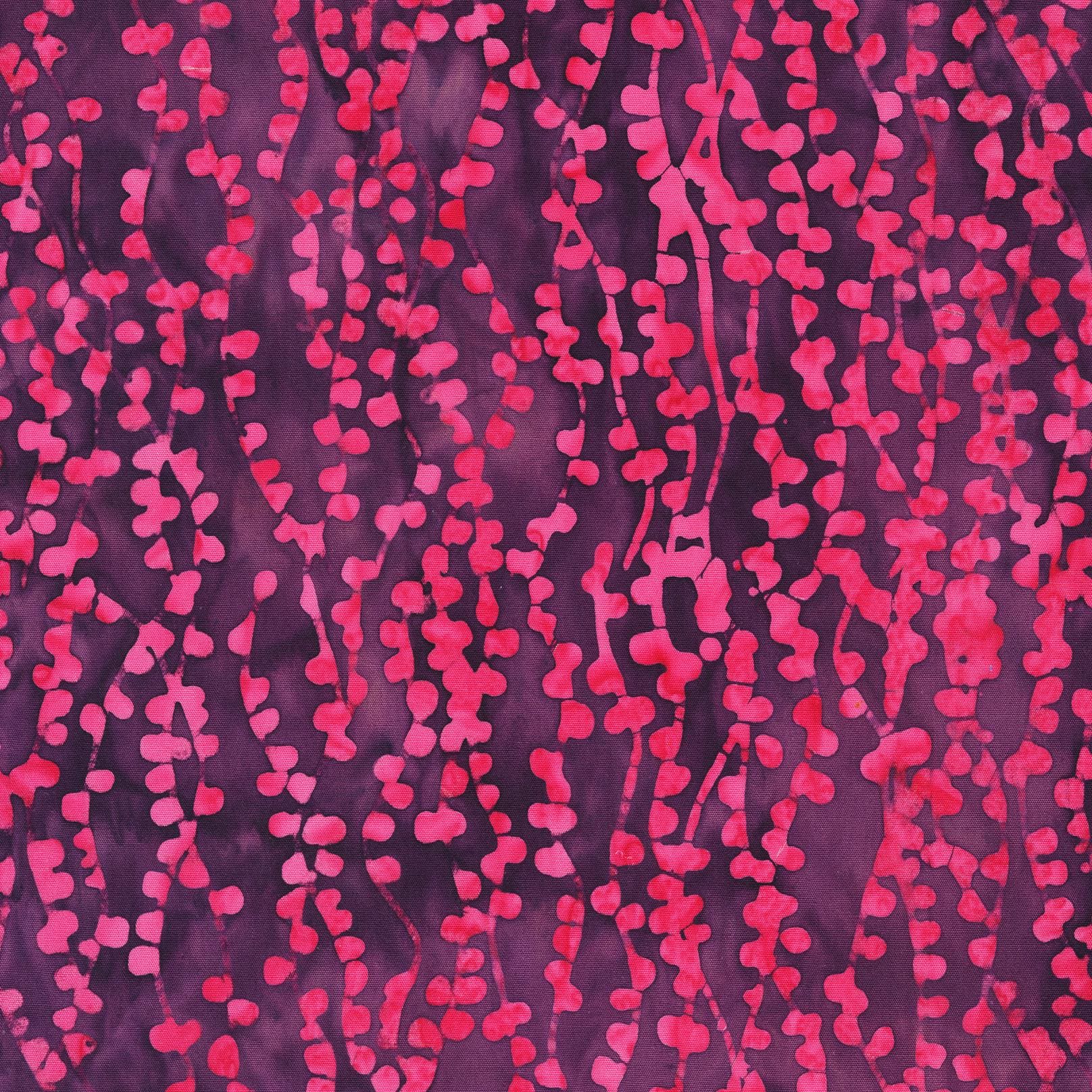 Dragonfruit Color Magenta String of Pearls Pattern - BTHY - Anthology Fabrics Island Garden - 100 percent premium cotton Batik