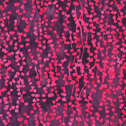 Dragonfruit Color Magenta String of Pearls Pattern - BTHY - Anthology Fabrics Island Garden - 100 percent premium cotton Batik