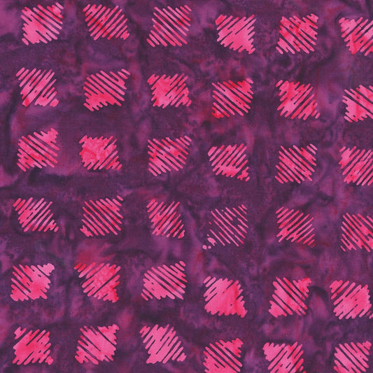 Stepping Stone Color Purple Magenta Stepping Stone Pattern - BTHY - Anthology Fabrics Island Garden - 100 percent premium cotton Batik