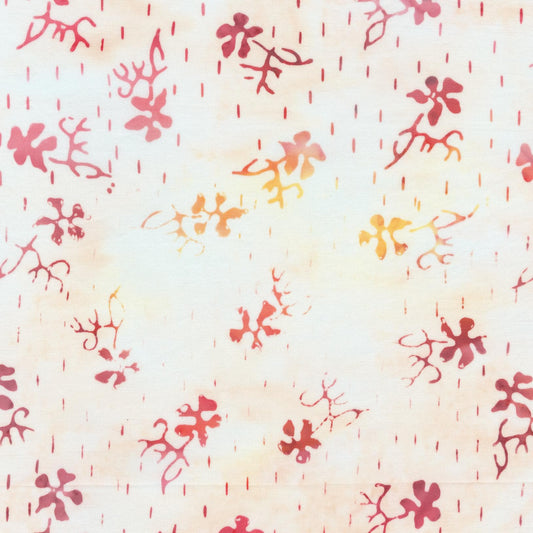 Rainbow Linen White and Pink Seedling Pattern - BTHY - Anthology Fabrics Island Garden - 100 percent premium cotton Batik Low Volume