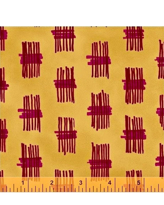 Half Yard Gold and Magenta Pink fabric Homeward by Natalie Barnes Quilting Cotton BTHY
