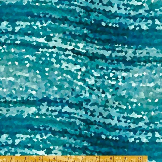 Turquoise Teal Pixellated Fabric BTHY Homeward for Windham Fabrics 50808-X HALF YARD Quilting cotton Masks