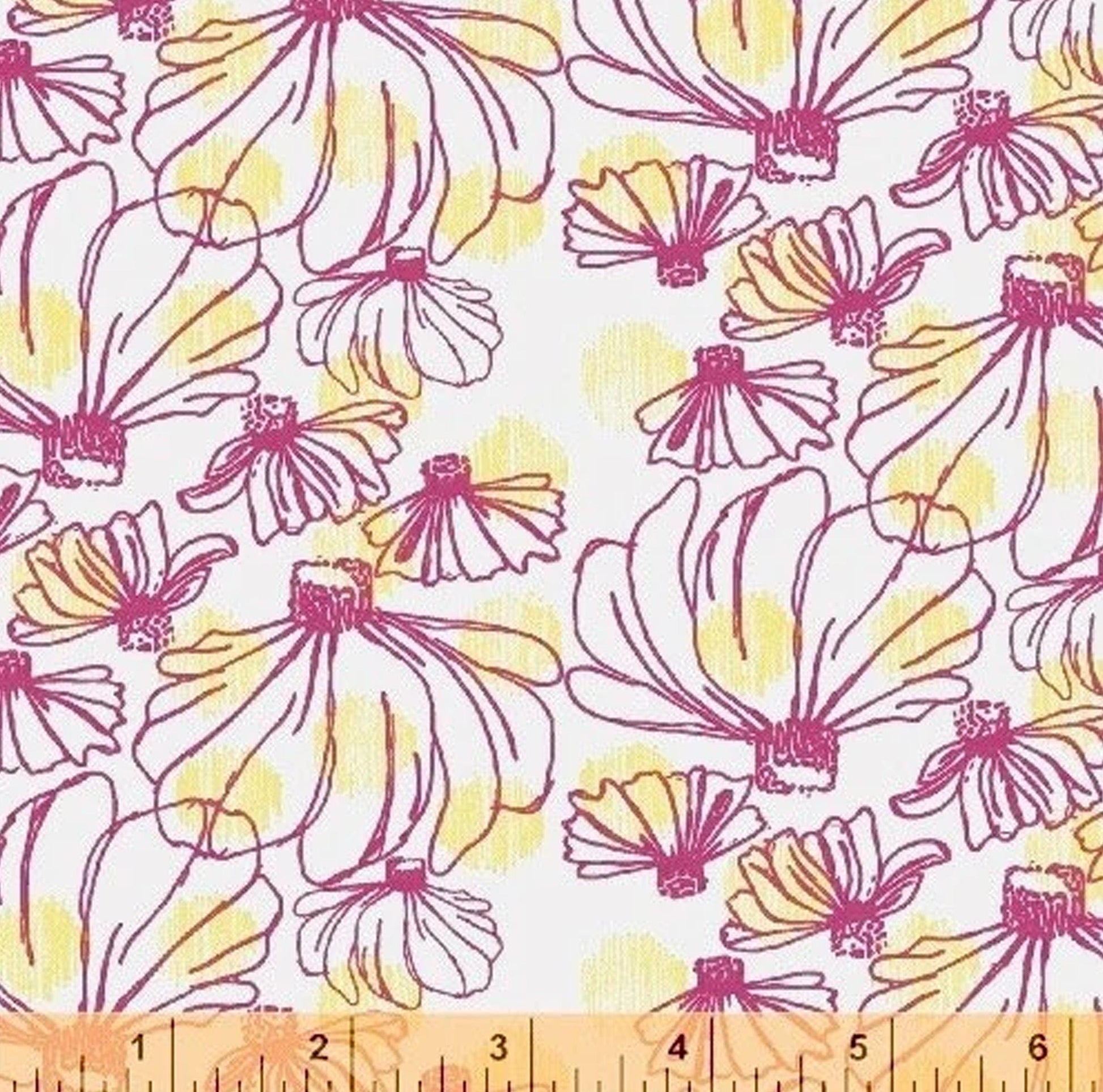 Homeward for Windham Fabrics "Summer Dress" White Pink Yellow HALF YARD 100% quilting cotton