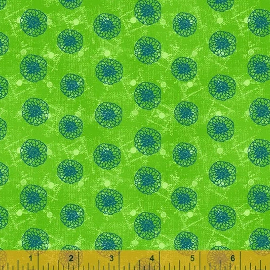 OUR HOUSE fabrics Dahlia Dot print by Natalie Barnes Windham Fabrics green and blue by the half yard OEKO Tex Quilting Cotton
