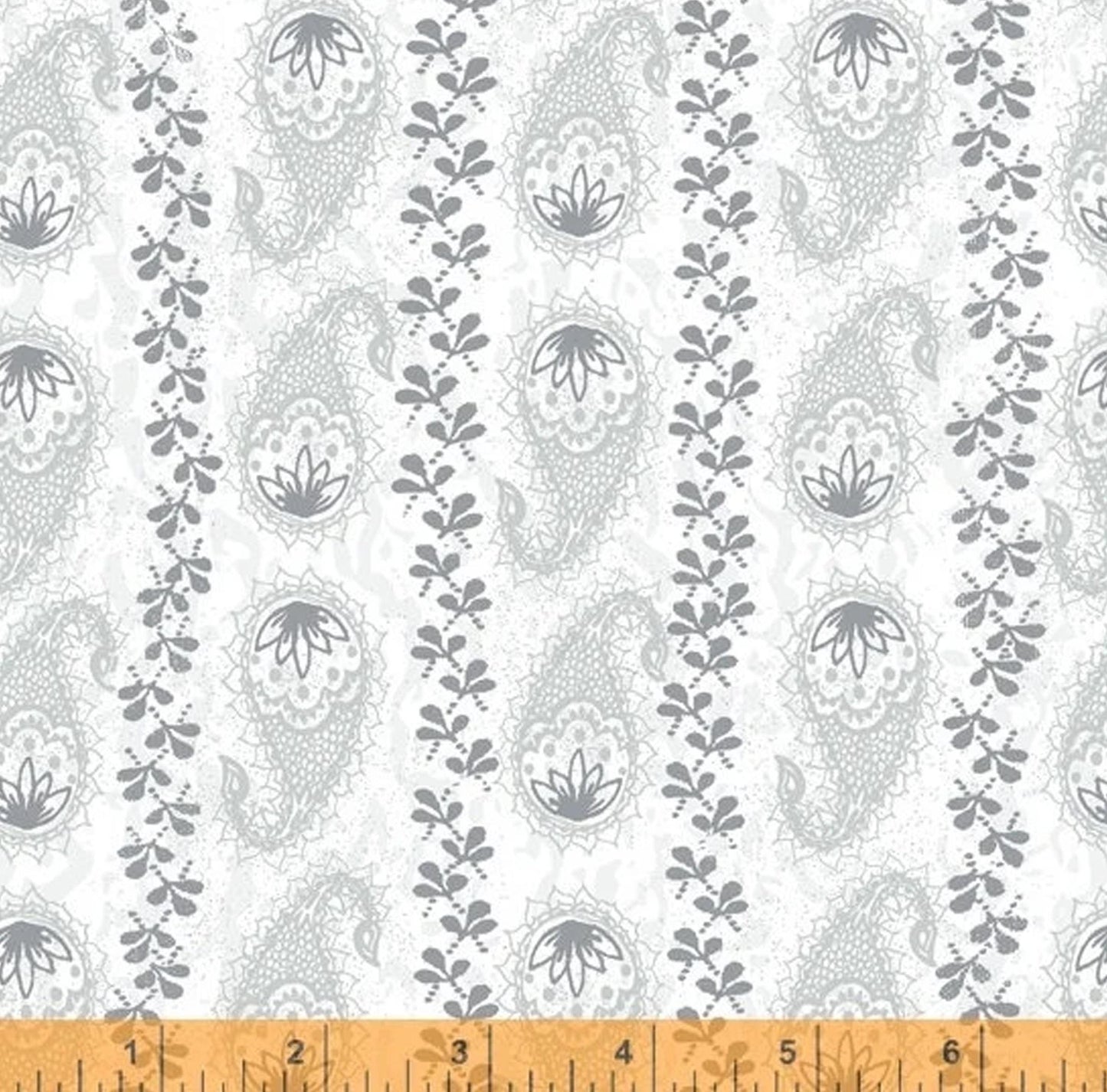 LAST CALL Our House fabrics Half Yard Low Volume Print Paisley Stripe Gray White by Natalie Barnes Windham Fabrics OEKO Tex Quilting Cotton