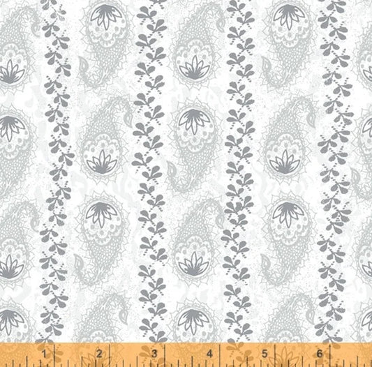 LAST CALL Our House fabrics Half Yard Low Volume Print Paisley Stripe Gray White by Natalie Barnes Windham Fabrics OEKO Tex Quilting Cotton
