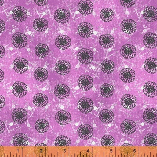 OUR HOUSE fabrics by Natalie Barnes Windham Fabrics Dahlia Dot print in Purple and Gray by the half yard OEKO Tex Quilting Cotton