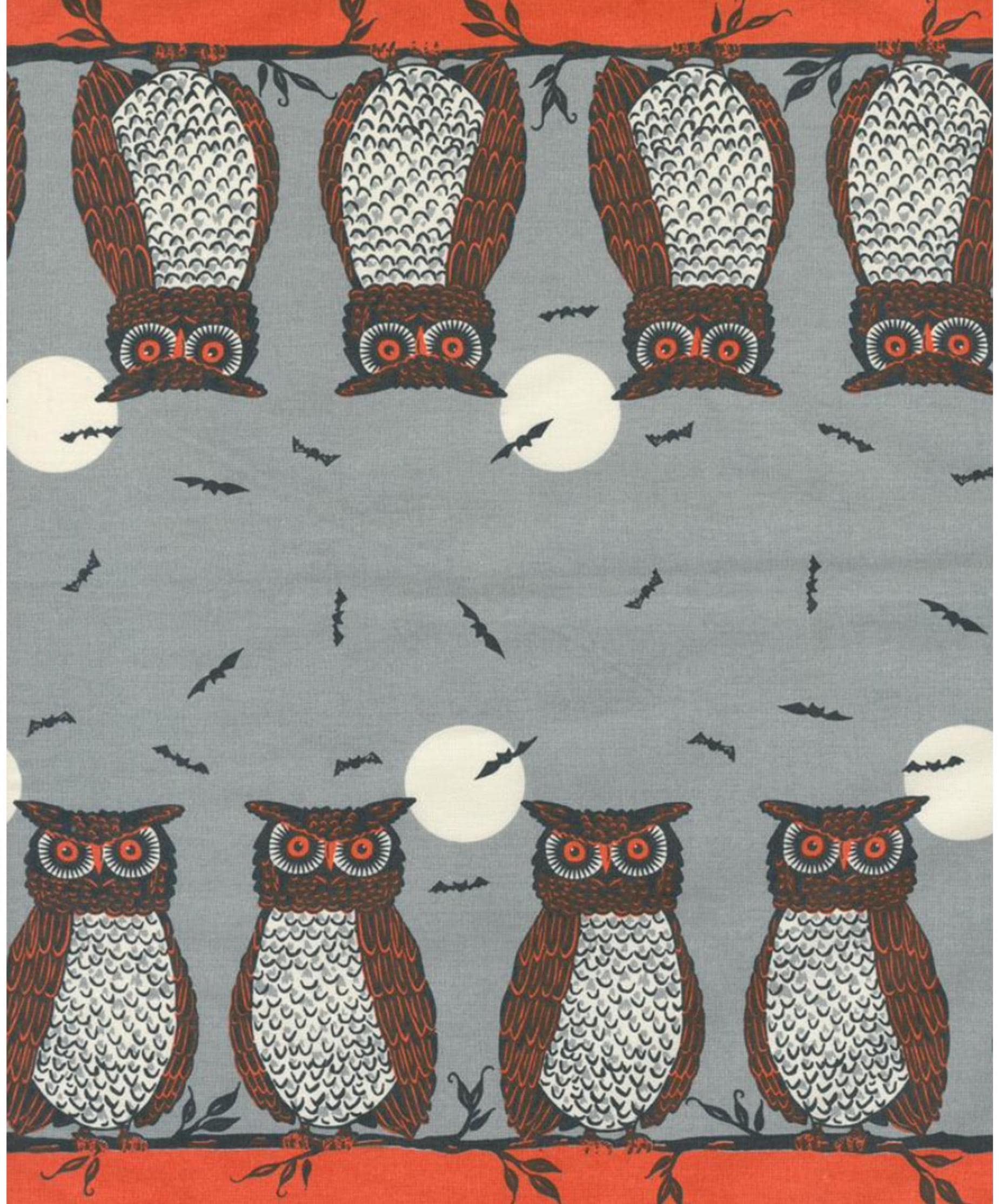 Moda Cotton Toweling Halloween Owls Bats Moon 16 w Stasy Iest Hsu