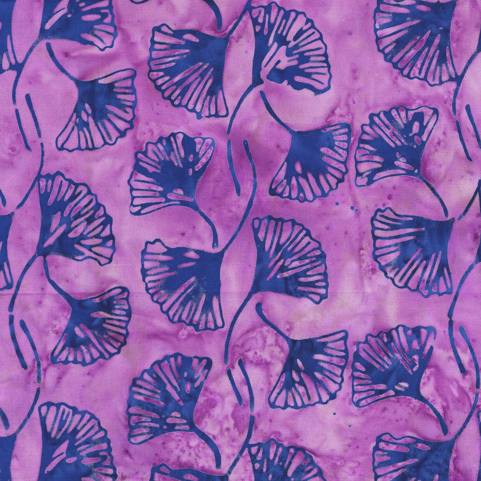 Island Sunset Color Purple Gingko Leaves Pattern - BTHY - Anthology Fabrics Island Garden - 100 percent premium cotton Batik