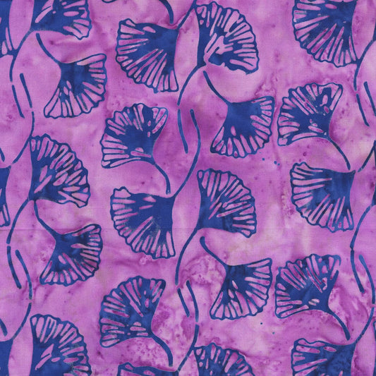 Island Sunset Color Purple Gingko Leaves Pattern - BTHY - Anthology Fabrics Island Garden - 100 percent premium cotton Batik