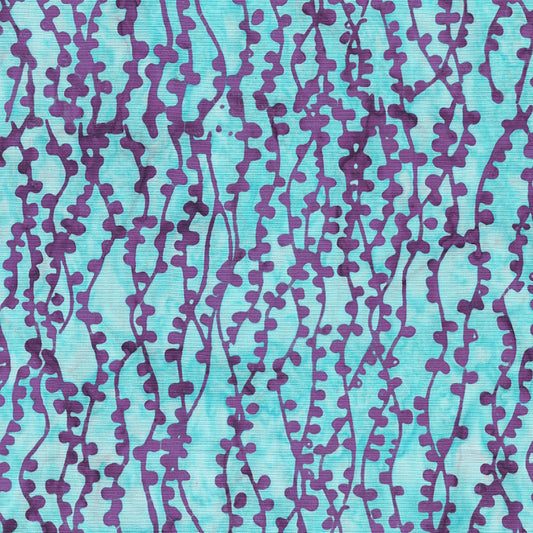 Dusk Color Blue and Purple String of Pearls Pattern - BTHY - Anthology Fabrics Island Garden - 100 percent premium cotton Batik Low Volume