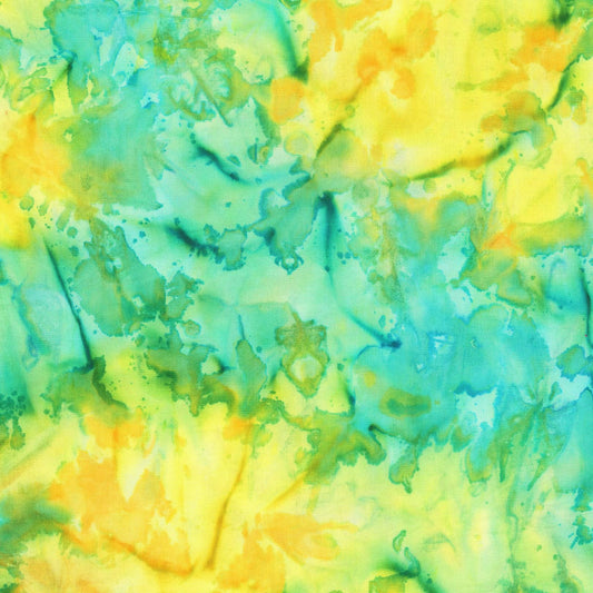 Peacock Color Green and Blue Texture Pattern - BTHY - Anthology Fabrics Island Garden - 100 percent premium cotton Batik Low Volume