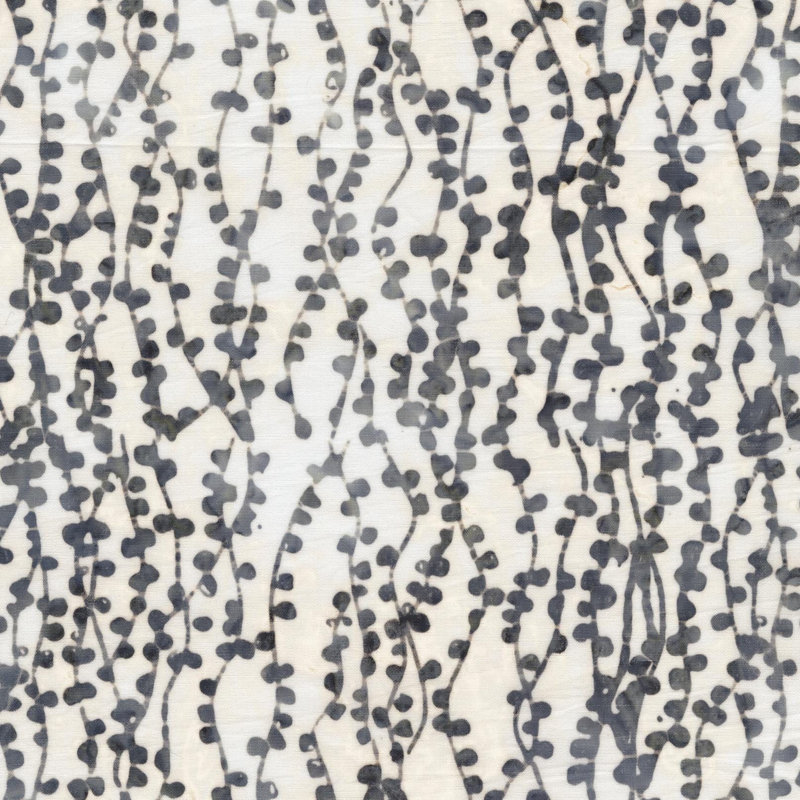 Linen Color White and Black String of Pearls Pattern - BTHY - Anthology Fabrics Island Garden - 100 percent premium cotton Batik Low Volume