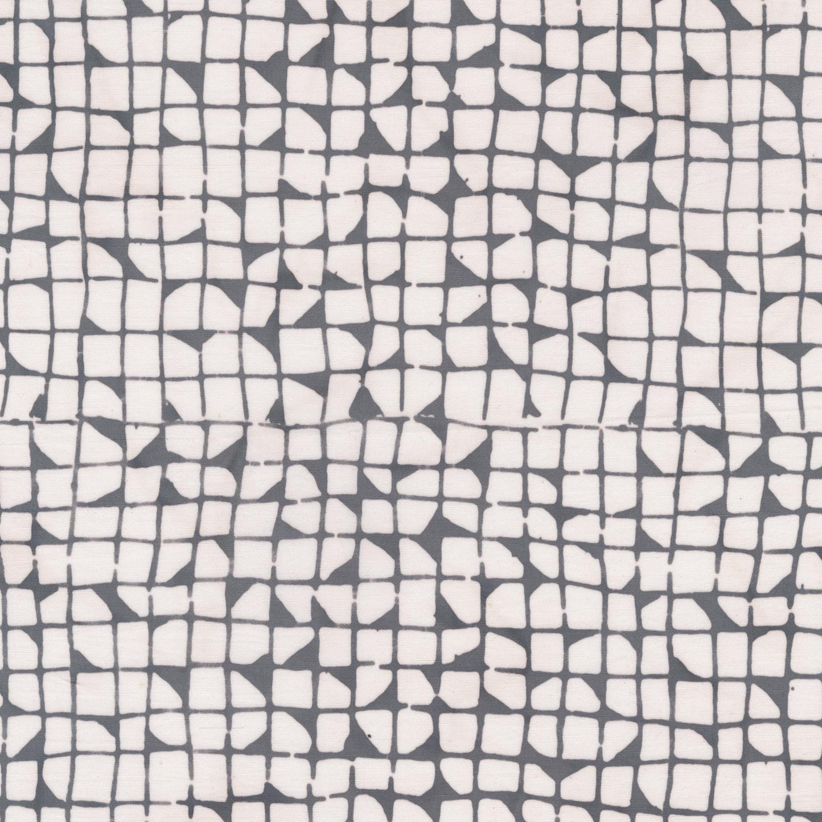 Mist Color White and Gray Garden Wall Pattern - BTHY - Anthology Fabrics Island Garden - 100 percent premium cotton Batik Low Volume