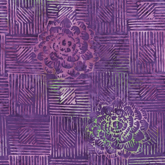 Island Sunset Color Purple Succulent Garden Pattern - BTHY - Anthology Fabrics Island Garden - 100 percent premium cotton Batik