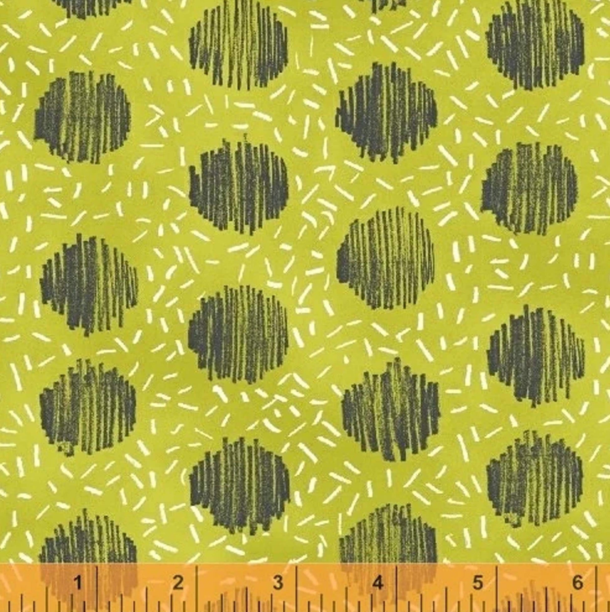 Polka Dot gray on green Homeward fabric BTHY by Natalie Barnes for Windham Fabrics gray dot on green background 50812 Cotton Quilting