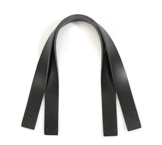 Leather bag handles 14 inch Genuine Leather Bag Strap Black with Pre Cut Sewing Holes