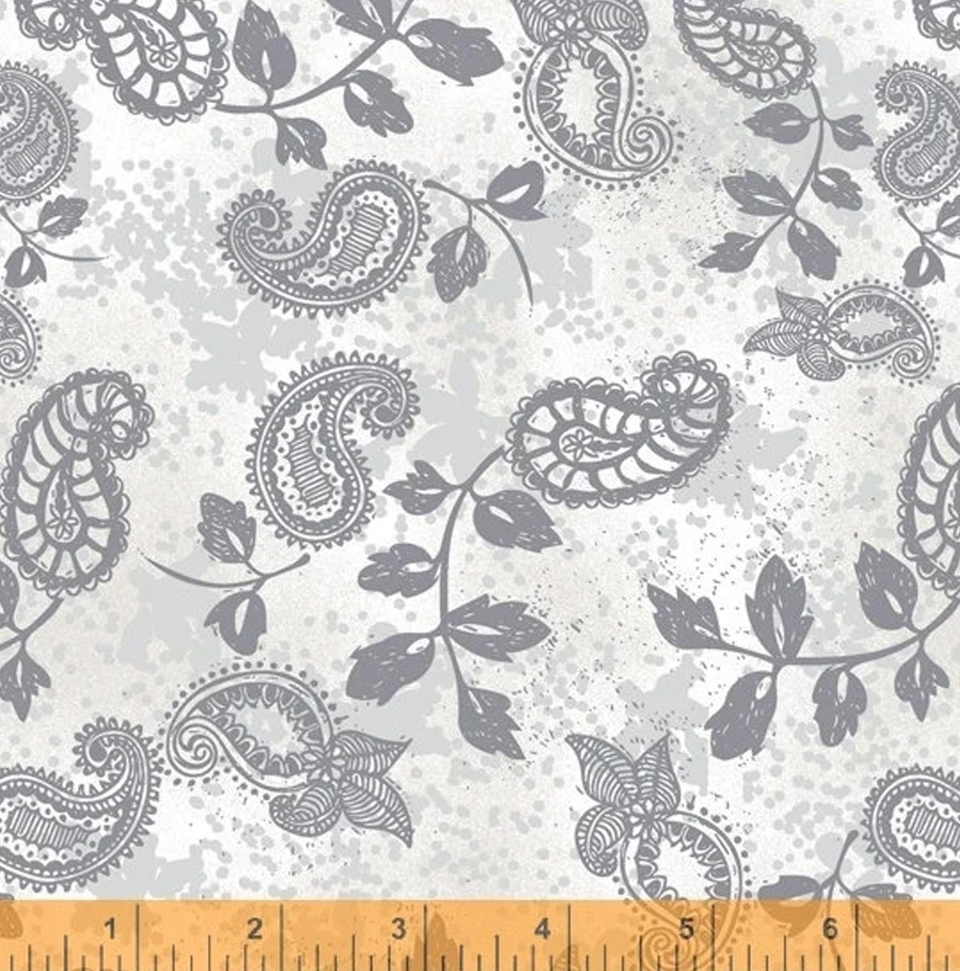 LAST CALL Our House fabrics Half Yard Low Volume Print Paisley Vine Grey by Natalie Barnes Windham Fabrics OEKO Tex Quilting Cotton
