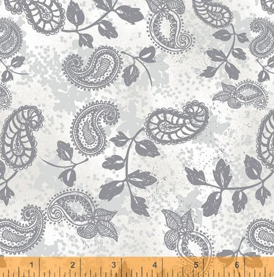 LAST CALL Our House fabrics Half Yard Low Volume Print Paisley Vine Grey by Natalie Barnes Windham Fabrics OEKO Tex Quilting Cotton