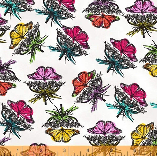 LAST CALL Our House fabrics by Natalie Barnes Windham Fabrics Queen Anne's Lace White bkgd Sold by the half yard OEKO Tex Quilting Cotton