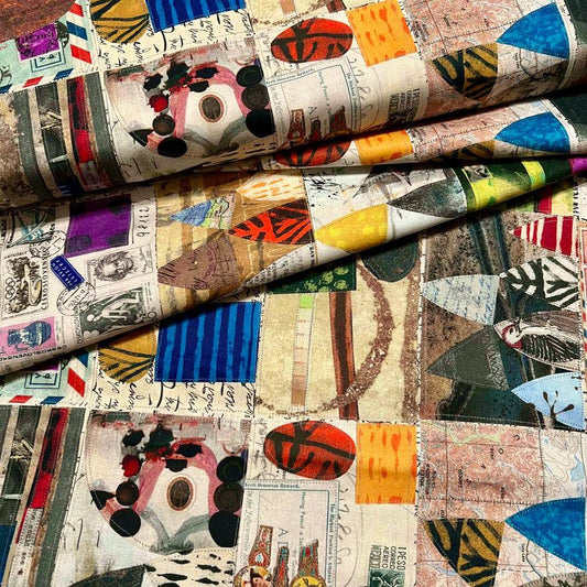 NEW Random Thoughts Fabric Postcards Front by Marcia Derse BTY by the yard OEKO Tex Quilting Cotton