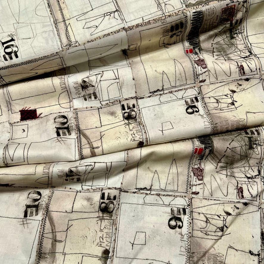 NEW Random Thoughts fabric Postcards Back by Marcia Derse BTY by the yard OEKO Tex Quilting Cotton