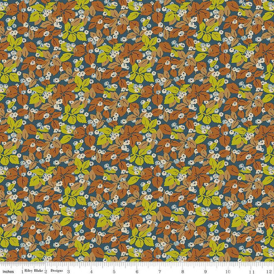 LIBERTY FABRICS Woodland Walk Misty Morning Rustling Leaves Color A BTHY by the half yard Premium Lasenby Cotton