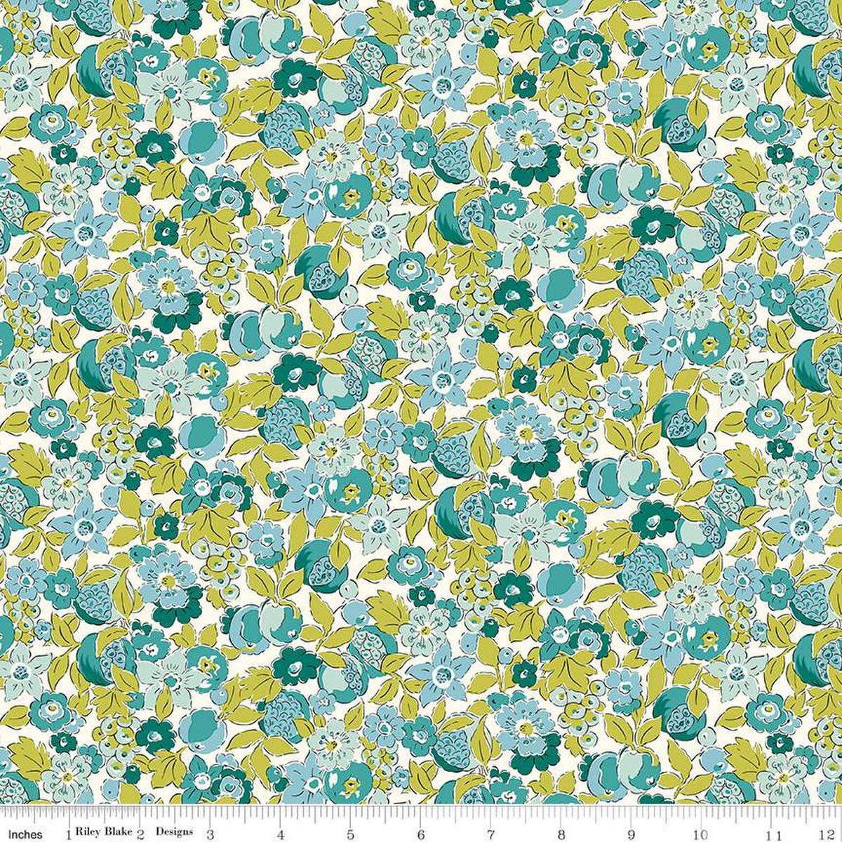 LIBERTY FABRICS Tree of Life Canopy Greens Bountiful Fruits BTHY by the half yard Premium Lasenby 100% Cotton