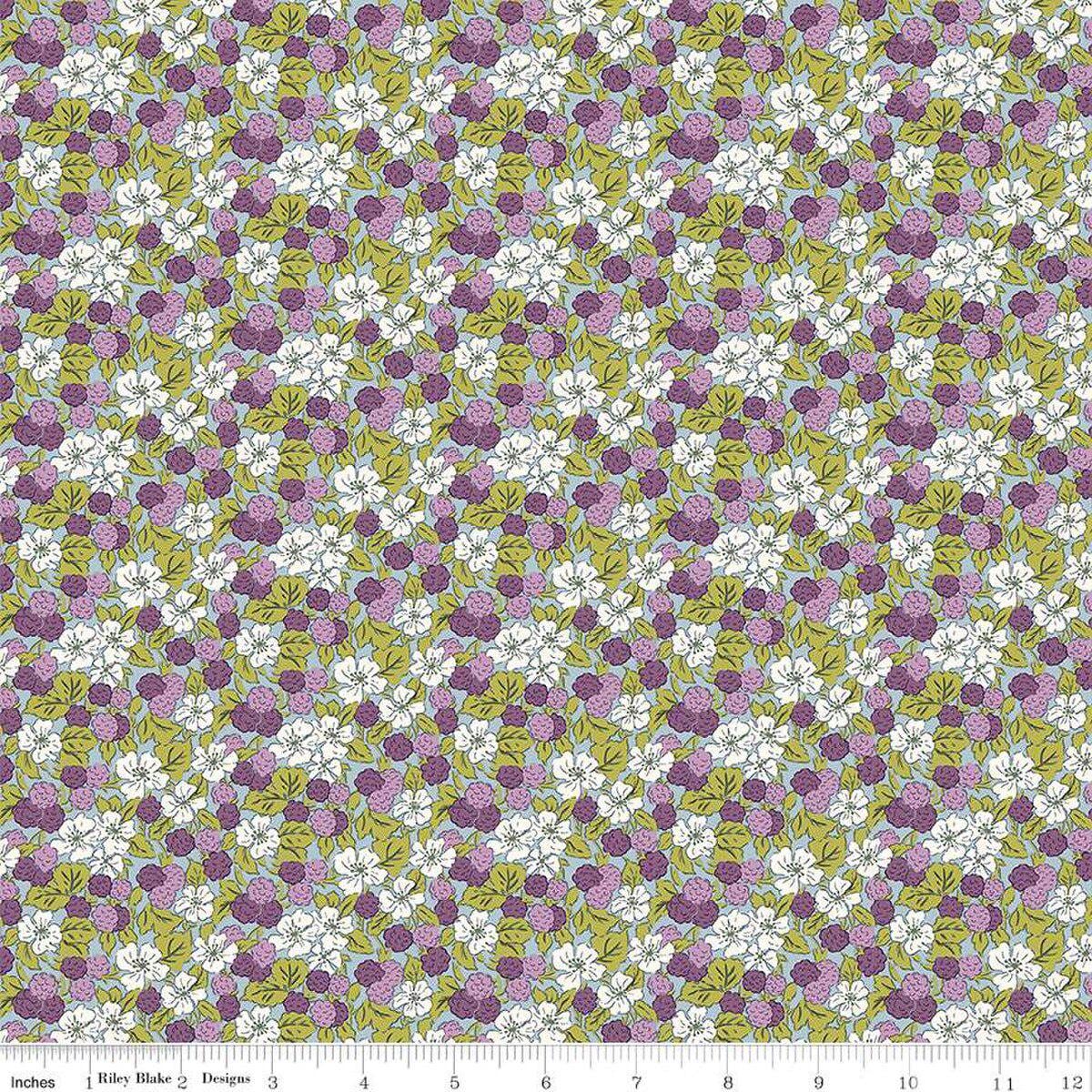 LIBERTY FABRICS Postcard from the Highlands Sweet Blackberries Purple BTHY by the half yard Premium Lasenby 100% Cotton