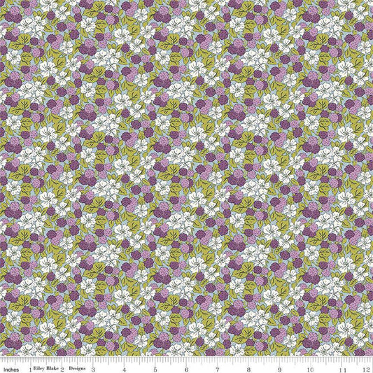 LIBERTY FABRICS Postcard from the Highlands Sweet Blackberries Purple BTHY by the half yard Premium Lasenby 100% Cotton
