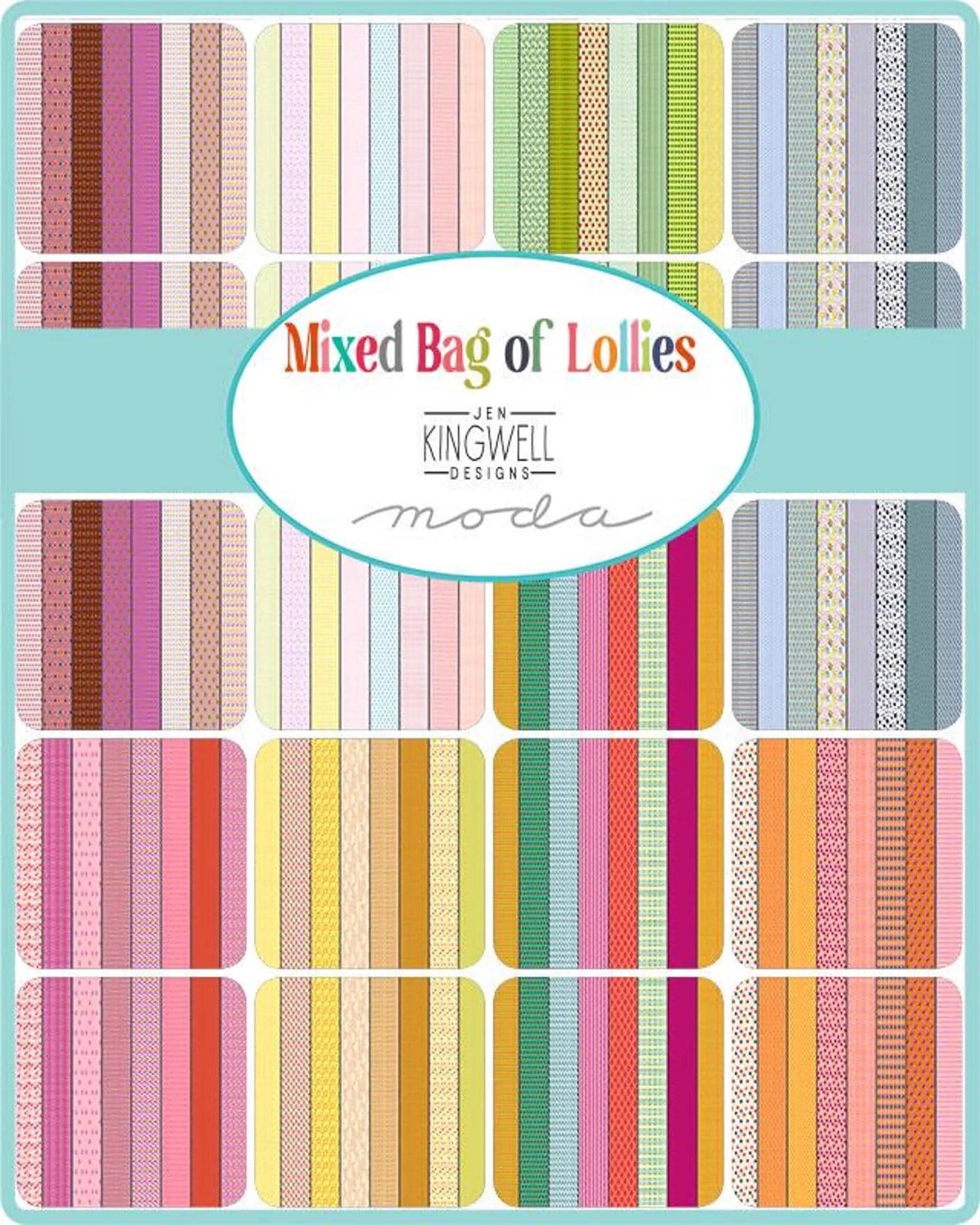 NEW Dessert Roll 5 by 44 by 20 pieces Jen Kingwell Mixed Bag of Lollies Premium quilting cotton Moda Fabrics