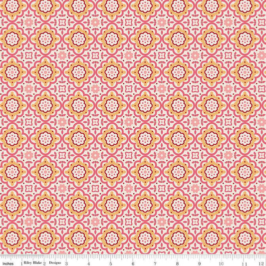 Piece and Plenty Cheerful Coral Lori Holt Fabric Riley Blake C15882 Coral