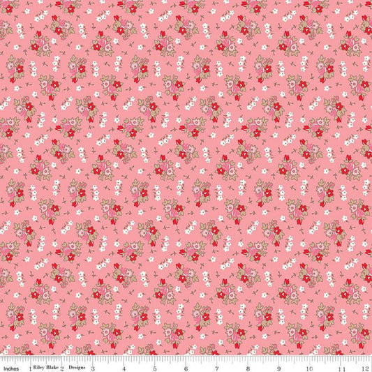 Home Town Bills Heirloom Coral Lori Holt Fabric Riley Blake C13582 HeirCoral