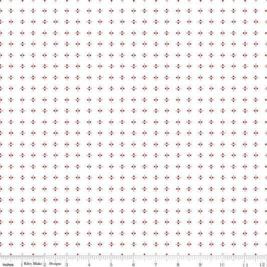 Prairie Pinafore Red on White Lori Holt Fabric Riley Blake C12321 Red on White Low Volume Background