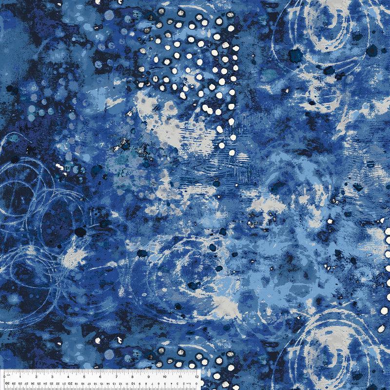 Marcia Derse fabric Blue Spotted Graffiti by the yard Windham Fabrics Premium quilting cotton