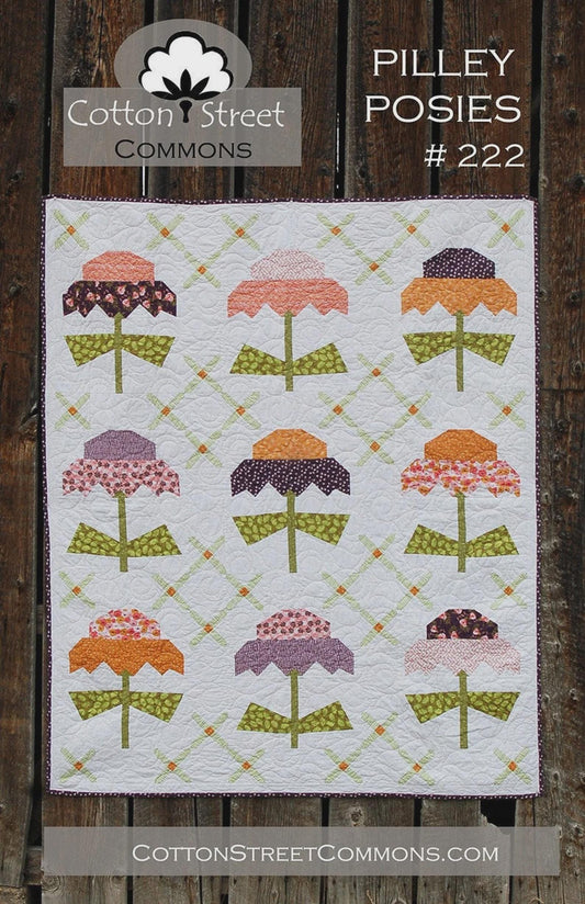 Pilley Posies quilt 7" by 80" pattern by Cotton Street Commons Design Modern Quilt Pattern Modern Quilting