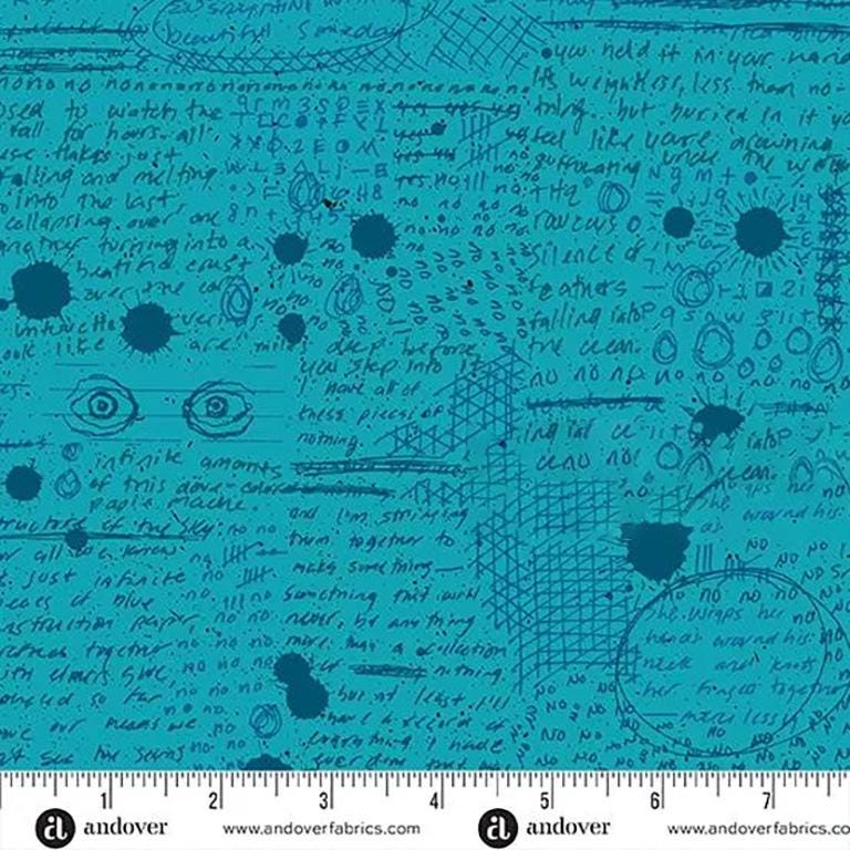 Guicy Guice fabric BTHY Andover 456 T Cerulean Rant by the half yard Premium quilting cotton