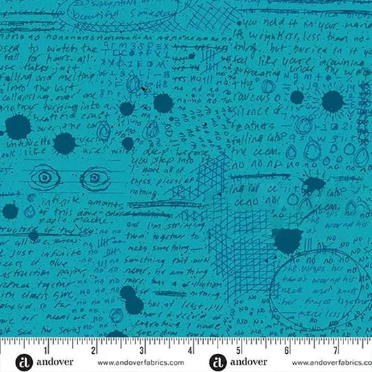 Guicy Guice fabric BTHY Andover 456 T Cerulean Rant by the half yard Premium quilting cotton