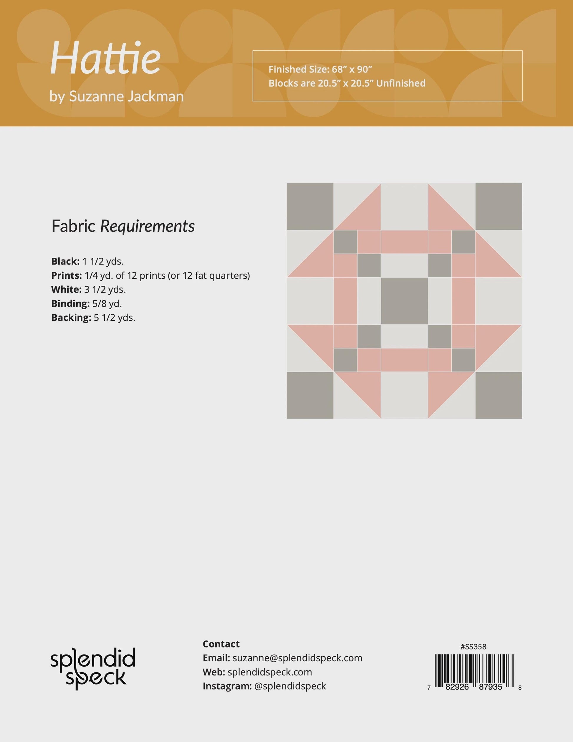Hattie quilt pattern by Suzanne Jackman Modern Quilt Pattern Splendid Speck Modern Quilting