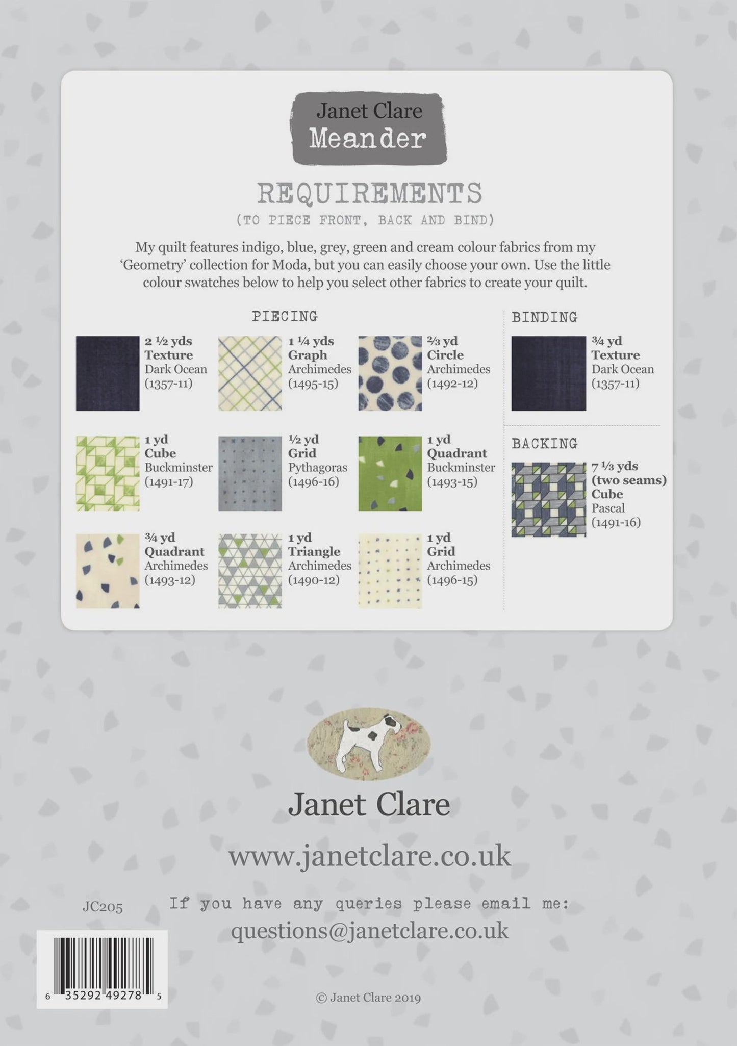 Meander quilt pattern 80" Square Quilt by Janet Clare Design Modern Quilt Pattern Modern Quilting