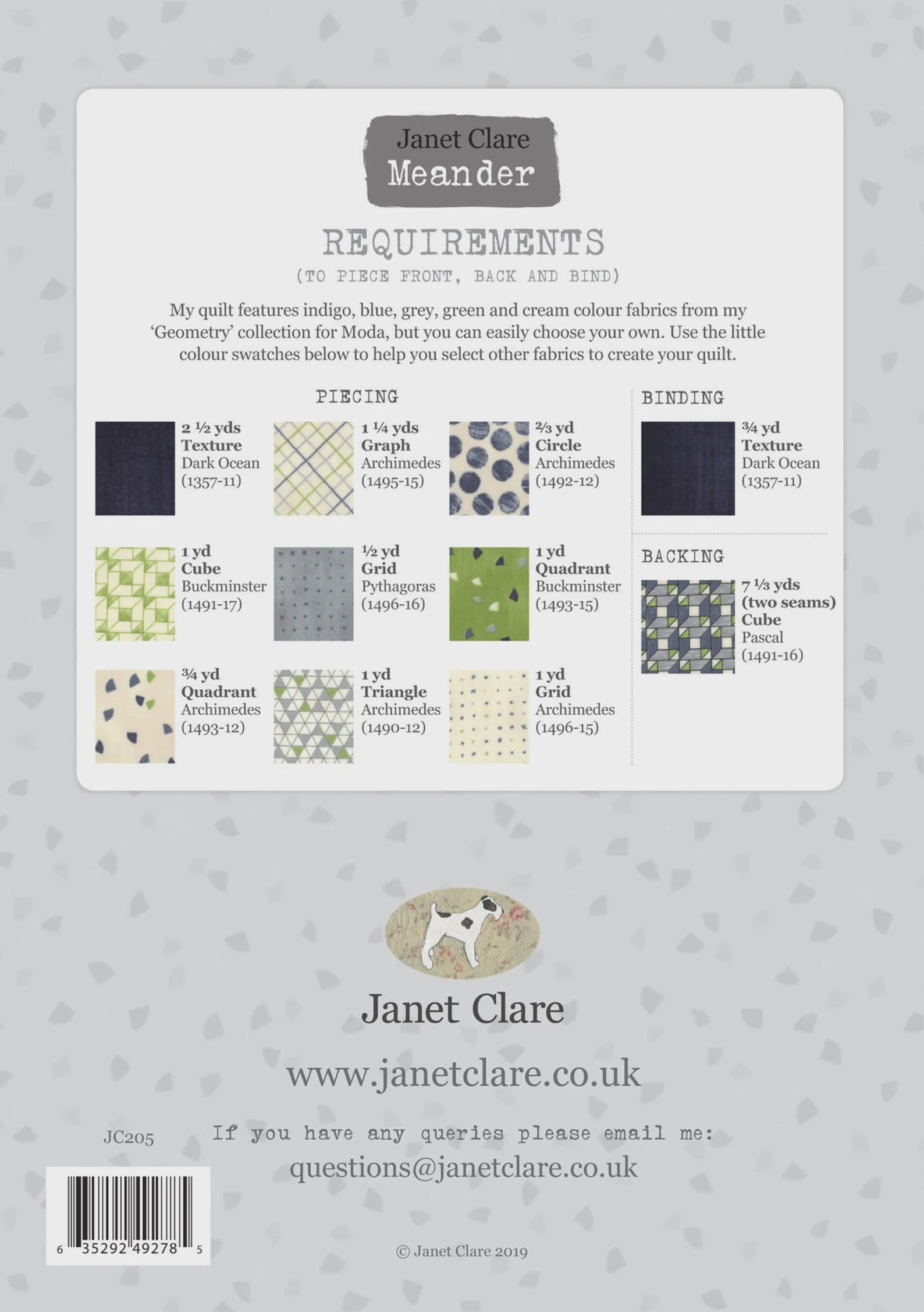 Meander quilt pattern 80" Square Quilt by Janet Clare Design Modern Quilt Pattern Modern Quilting