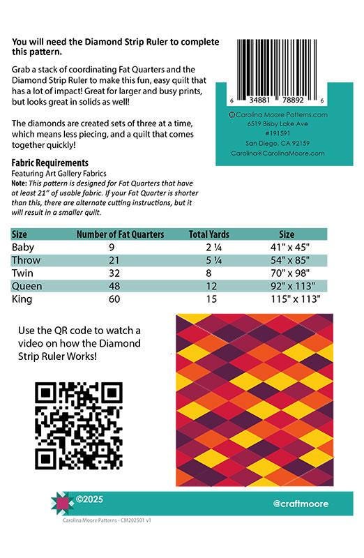 Fat Quarter Diamonds quilt pattern by Carolina Moore Modern Quilt Pattern Modern Quilting