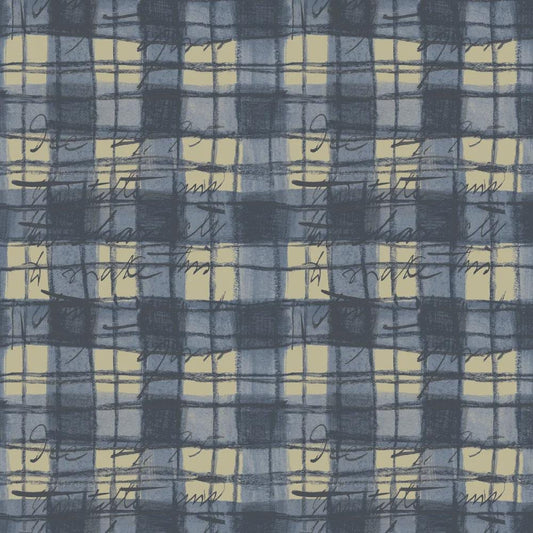 NEW Sketchbook 21 Moonlight Picnic Blue Plaid fabric BTHY by Marcia Derse premium quilting cotton