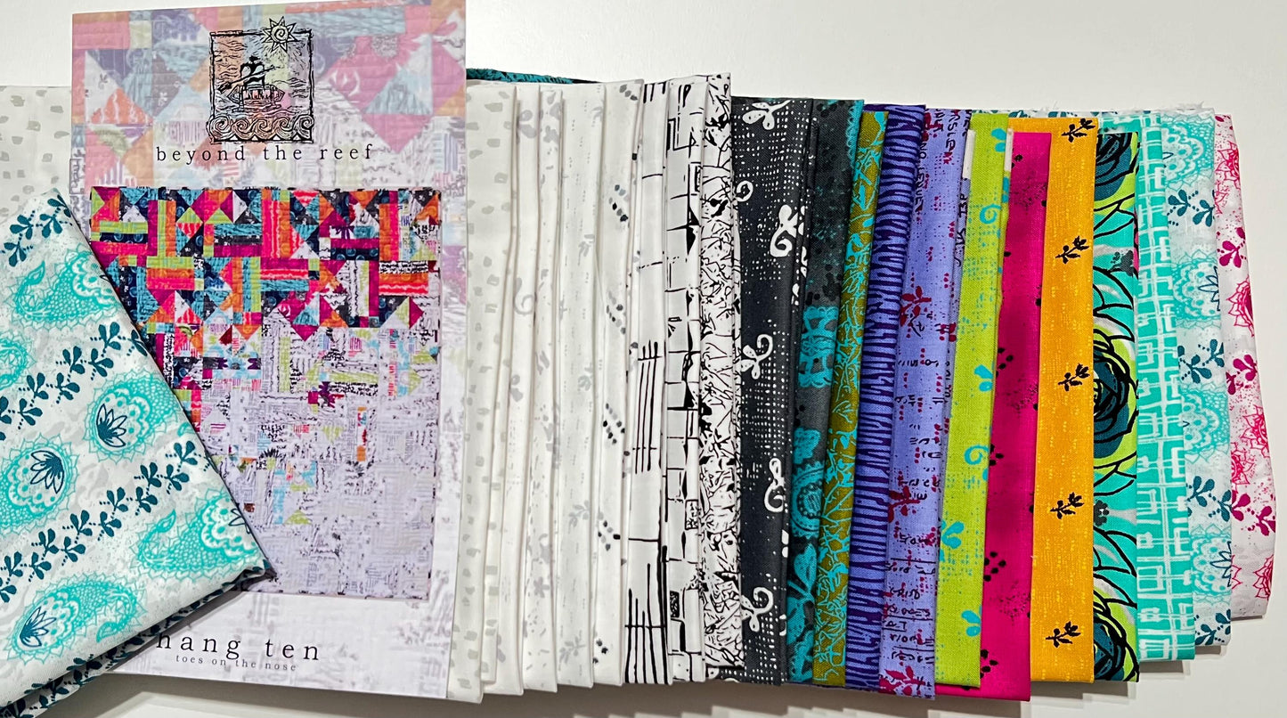 Hang Ten quilt kit Ombre fabrics Natalie Barnes beyond the reef patterns