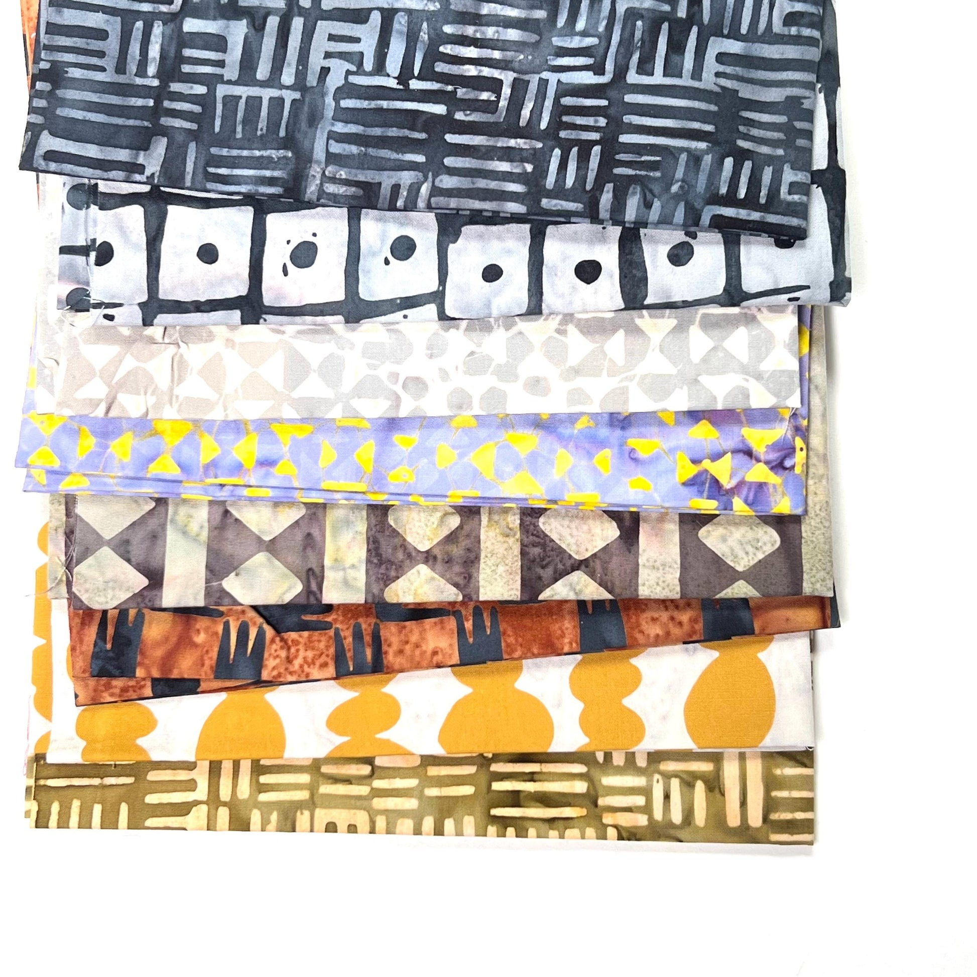 MARCIA DERSE 8 neutral fat quarters Stenographers Notebook Anthology Batik Fabric