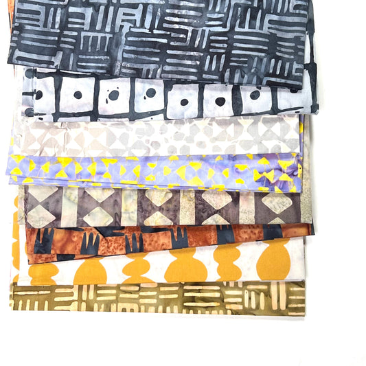 MARCIA DERSE 8 neutral fat quarters Stenographers Notebook Anthology Batik Fabric