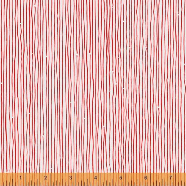Merry and Mod Red stripe fabric BTY Windham Fabrics Natalie Barnes quilting cotton
